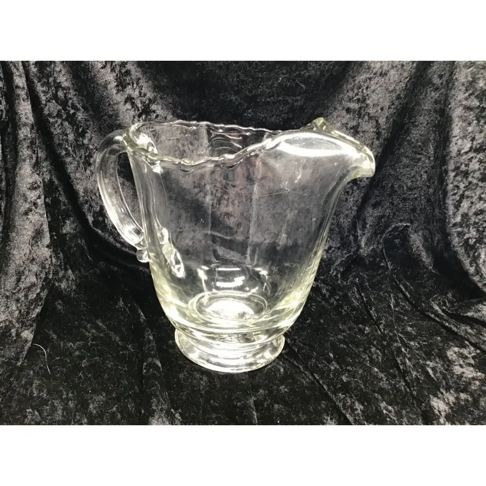 Vintage Fostoria Glass Ice Lip Water Pitcher Clear Mid Century Glassware Cottage